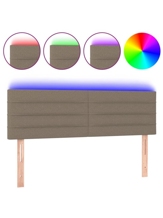 Gultas galvgalis ar LED, 144x5x78/88 cm, pelēkbrūns audums