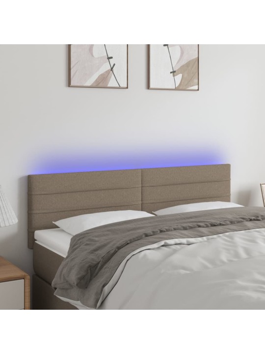 Gultas galvgalis ar LED, 144x5x78/88 cm, pelēkbrūns audums