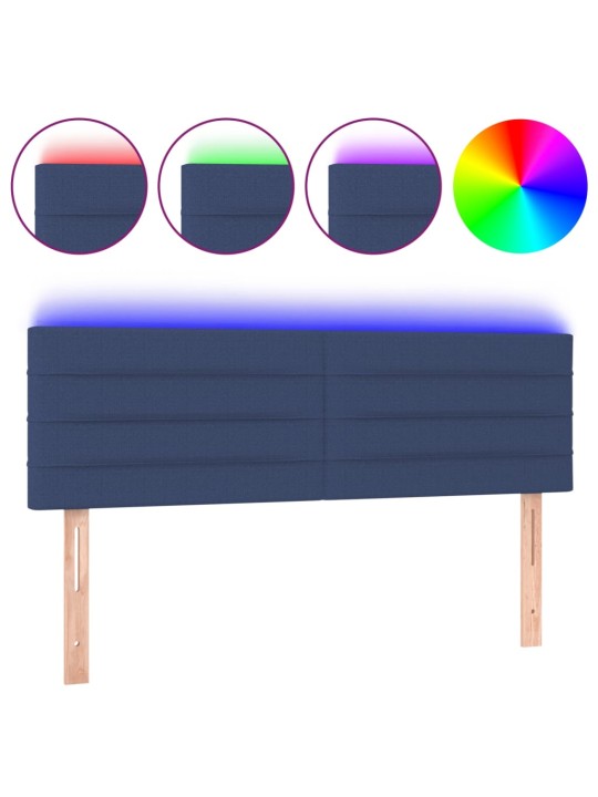 Gultas galvgalis ar LED, 144x5x78/88 cm, zils audums