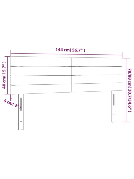 Gultas galvgalis ar LED, 144x5x78/88 cm, zils audums