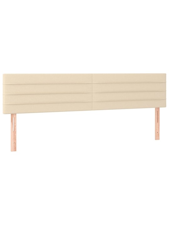 Gultas galvgalis ar LED, 160x5x78/88 cm, krēmkrāsas audums
