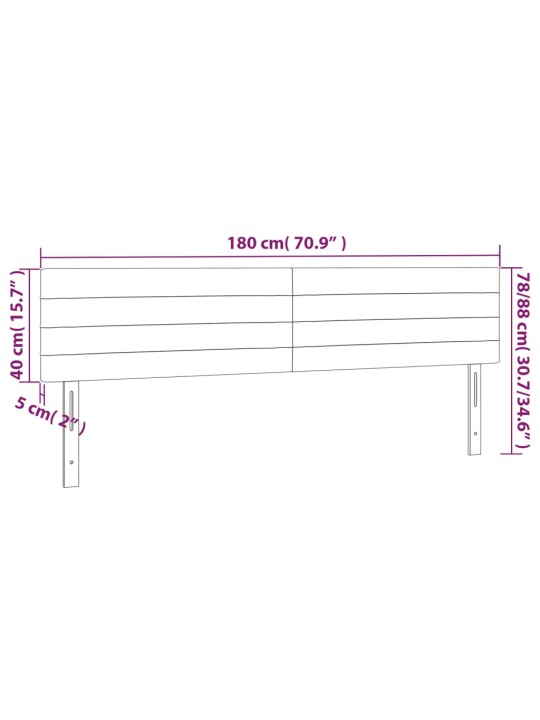 Gultas galvgalis ar led, 180x5x78/88 cm, tumši pelēks audums