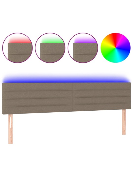 Gultas galvgalis ar LED, 180x5x78/88 cm, pelēkbrūns audums