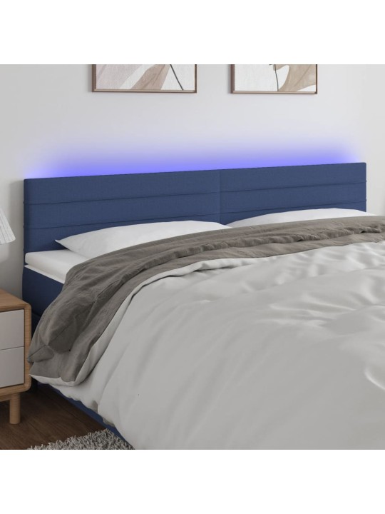 Gultas galvgalis ar LED, 180x5x78/88 cm, zils audums