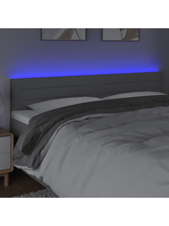 Gultas galvgalis ar led, 200x5x78/88 cm, gaiši pelēks audums