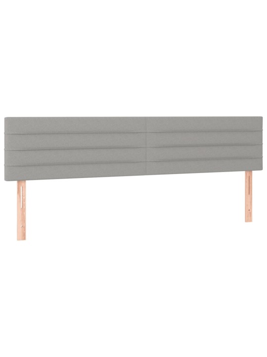 Gultas galvgalis ar led, 200x5x78/88 cm, gaiši pelēks audums