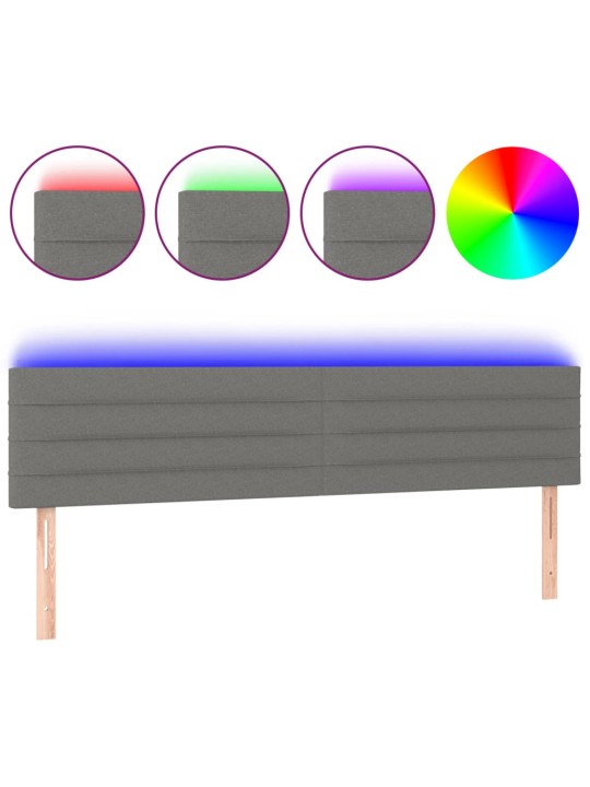 Gultas galvgalis ar led, 200x5x78/88 cm, tumši pelēks audums