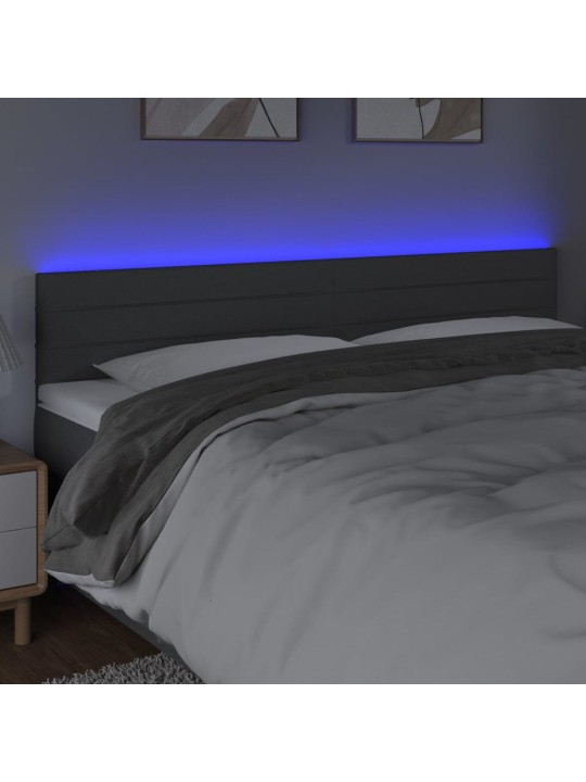 Gultas galvgalis ar led, 200x5x78/88 cm, tumši pelēks audums