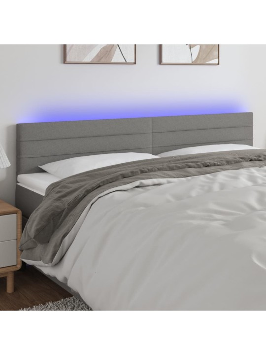 Gultas galvgalis ar led, 200x5x78/88 cm, tumši pelēks audums