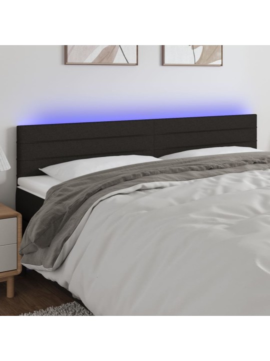 Gultas galvgalis ar led, 200x5x78/88 cm, melns audums