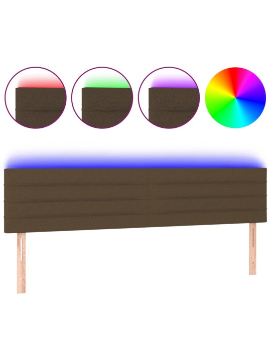 Gultas galvgalis ar led, 200x5x78/88 cm, tumši brūns audums