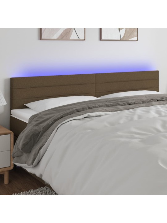 Gultas galvgalis ar led, 200x5x78/88 cm, tumši brūns audums