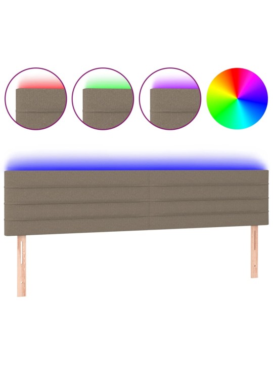 Gultas galvgalis ar led, 200x5x78/88 cm, pelēkbrūns audums