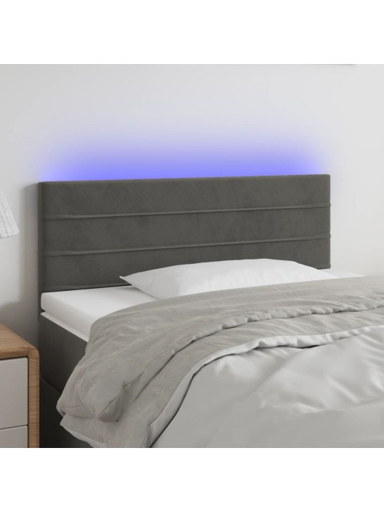 Gultas galvgalis ar led, 80x5x78/88 cm, tumši pelēks samts