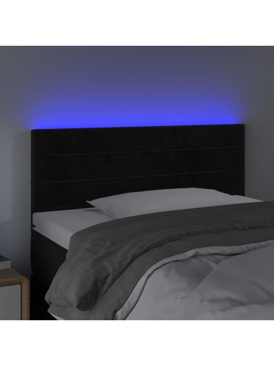 Gultas galvgalis ar led, 90x5x78/88 cm, melns samts