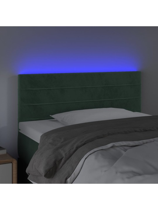 Gultas galvgalis ar led, 90x5x78 cm, tumši zaļš samts