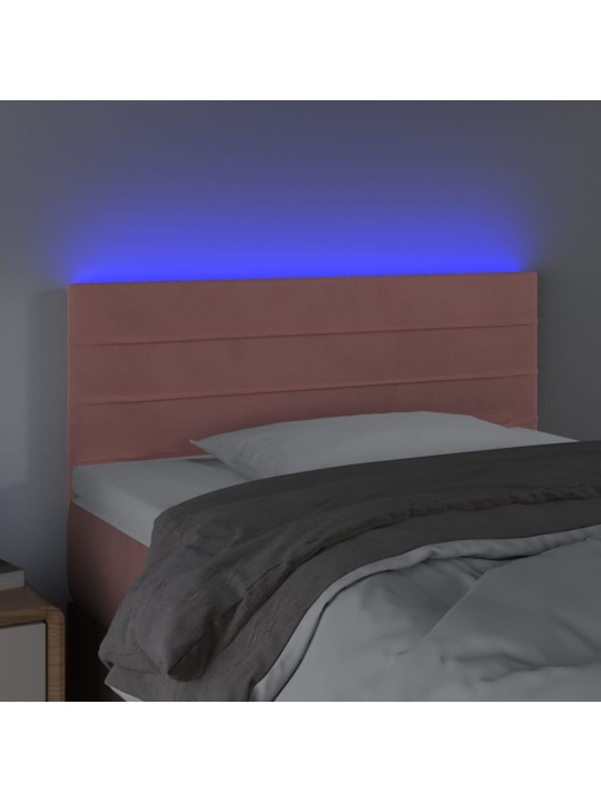 Gultas galvgalis ar led, 90x5x78/88 cm, rozā samts