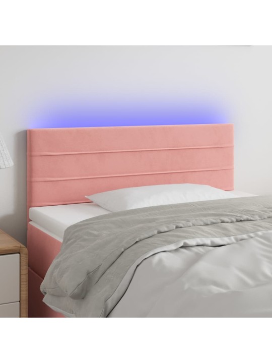 Gultas galvgalis ar led, 90x5x78/88 cm, rozā samts