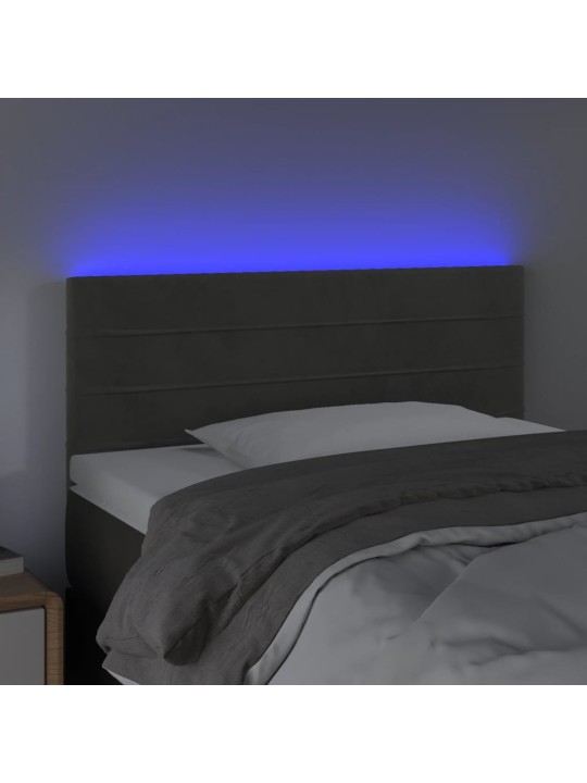 Gultas galvgalis ar LED, 100x5x78/88 cm, tumši pelēks samts