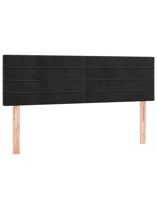 Gultas galvgalis ar LED, 144x5x78/88 cm, melns samts