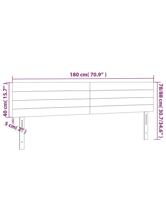 Gultas galvgalis ar led, 180x5x78/88 cm, rozā samts