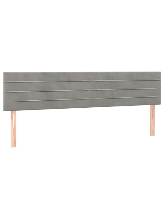 Gultas galvgalis ar led, 200x5x78/88 cm, gaiši pelēks samts