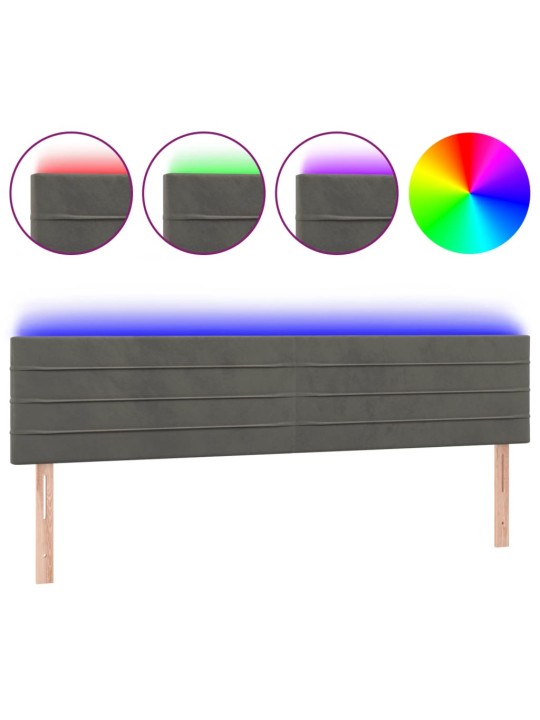 Gultas galvgalis ar led, 200x5x78/88 cm, tumši pelēks samts