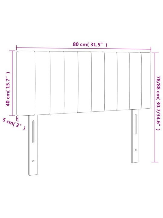 Gultas galvgalis ar led, 80x5x78/88 cm, melns audums