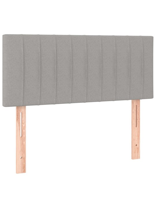 Gultas galvgalis ar led, 90x5x78/88 cm, gaiši pelēks audums