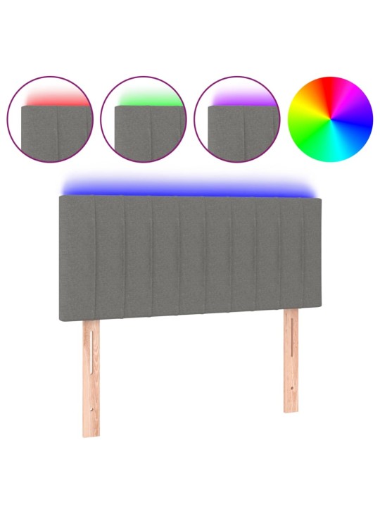 Gultas galvgalis ar led, 90x5x78/88 cm, tumši pelēks audums