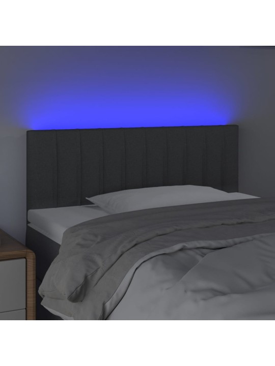 Gultas galvgalis ar led, 90x5x78/88 cm, tumši pelēks audums
