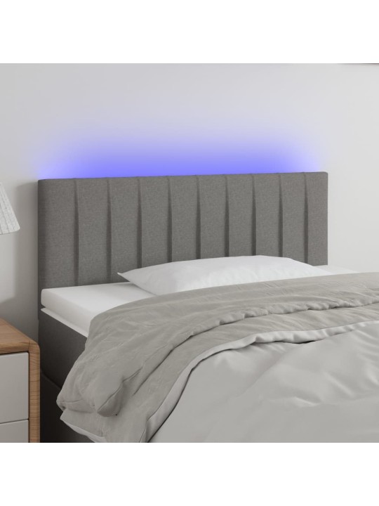 Gultas galvgalis ar led, 90x5x78/88 cm, tumši pelēks audums