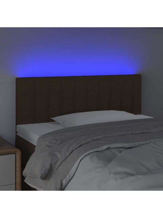Gultas galvgalis ar led, 90x5x78/88 cm, tumši brūns audums