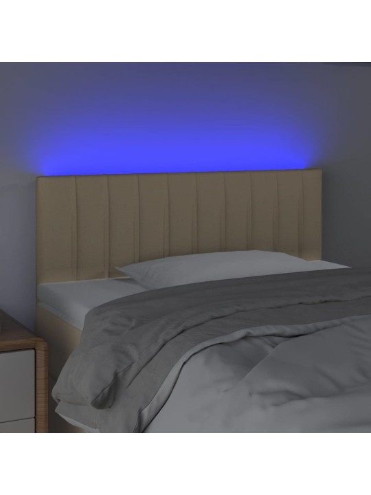 Gultas galvgalis ar led, 90x5x78/88 cm, krēmkrāsas audums