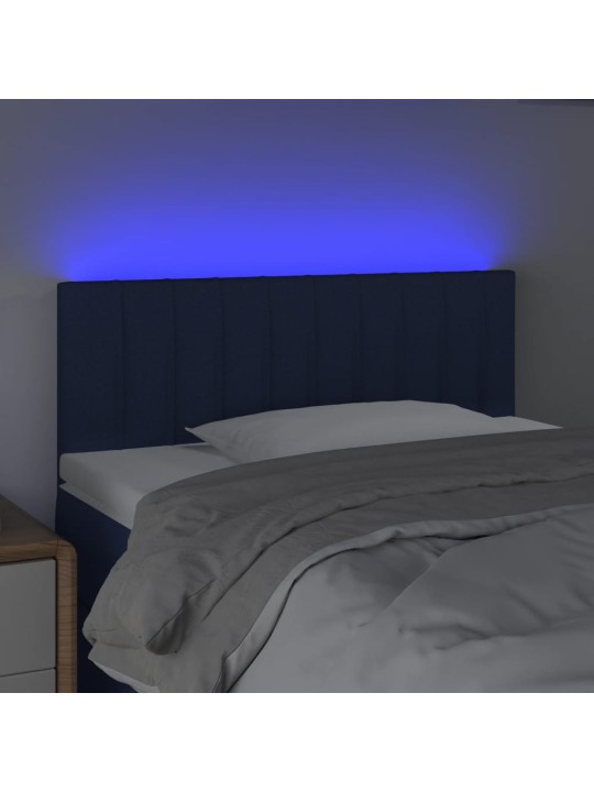 Gultas galvgalis ar led, 90x5x78/88 cm, zils audums