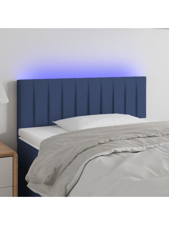 Gultas galvgalis ar led, 90x5x78/88 cm, zils audums