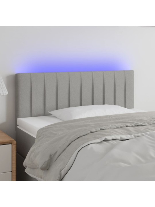 Gultas galvgalis ar LED, 100x5x78/88 cm, gaiši pelēks audums
