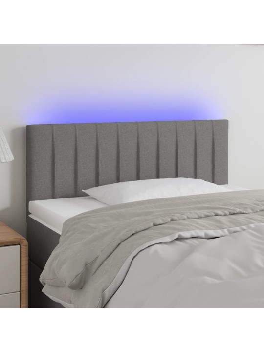 Gultas galvgalis ar LED, 100x5x78/88 cm, tumši pelēks audums