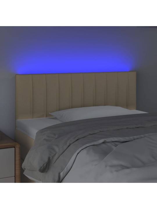 Gultas galvgalis ar LED, 100x5x78/88 cm, krēmkrāsas audums