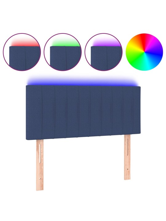 Gultas galvgalis ar LED, 100x5x78/88 cm, zils audums