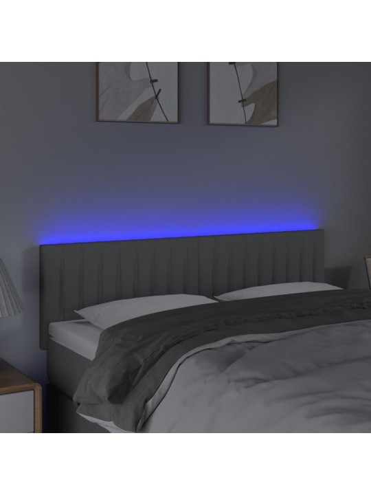 Gultas galvgalis ar LED, 144x5x78/88 cm, gaiši pelēks audums