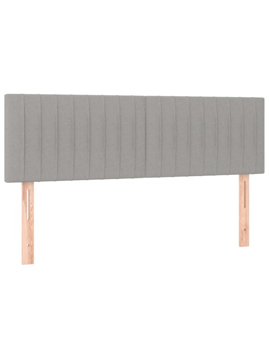 Gultas galvgalis ar LED, 144x5x78/88 cm, gaiši pelēks audums