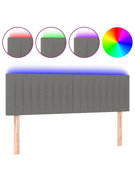 Gultas galvgalis ar LED, 144x5x78/88 cm, tumši pelēks audums
