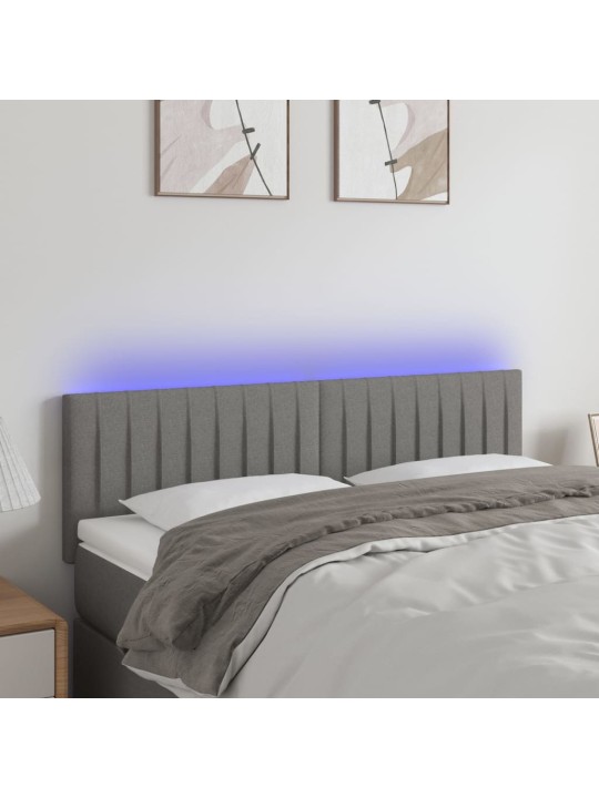 Gultas galvgalis ar LED, 144x5x78/88 cm, tumši pelēks audums