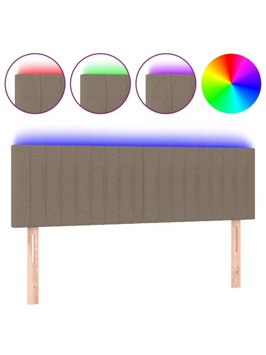Gultas galvgalis ar LED, 144x5x78/88 cm, pelēkbrūns audums