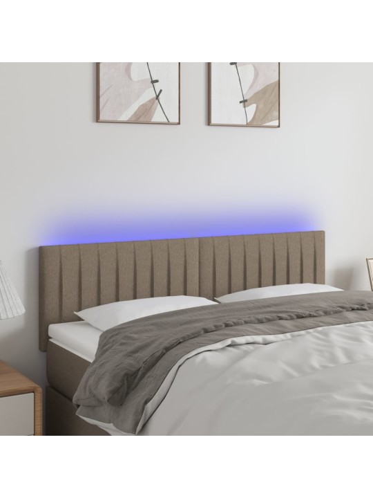 Gultas galvgalis ar LED, 144x5x78/88 cm, pelēkbrūns audums