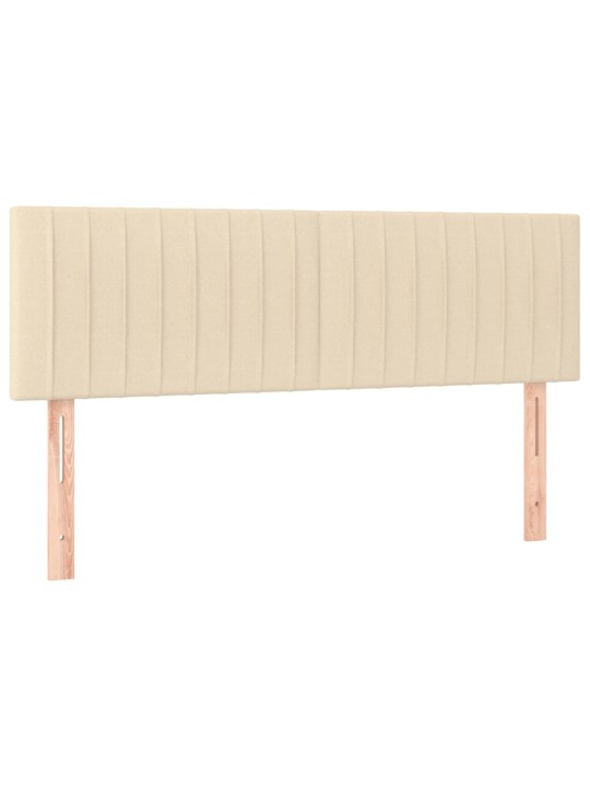 Gultas galvgalis ar LED, 144x5x78/88 cm, krēmkrāsas audums