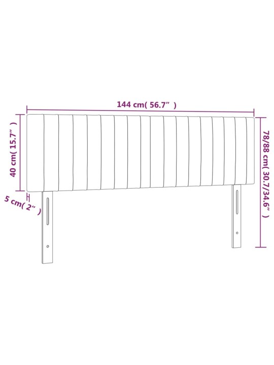 Gultas galvgalis ar LED, 144x5x78/88 cm, zils audums