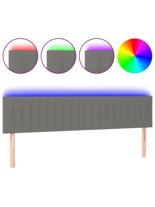 Gultas galvgalis ar led, 180x5x78/88 cm, tumši pelēks audums