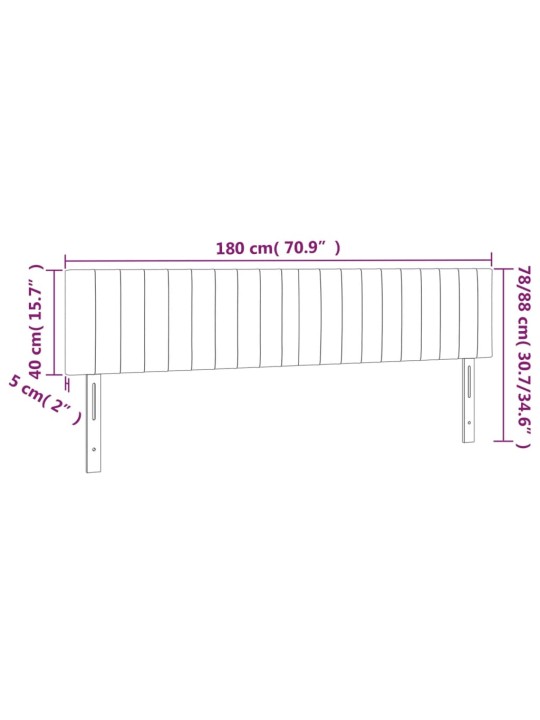 Gultas galvgalis ar led, 180x5x78/88 cm, tumši pelēks audums